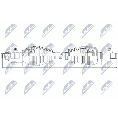 Abbildung von NTY NPW PL 036 Antriebswelle Vorderachse 612mm Schaltgetriebe OPEL: Insignia A Sports Tourer, Zafira C Schrägheck