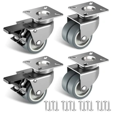 Abbildung von 50mm Möbelrollen mit Sicherheitsbremse 4er Set Schwerlastrollen (2 Bremsen und 2 ohne) Strandkorbrollen 400kg Gesamtkapazität