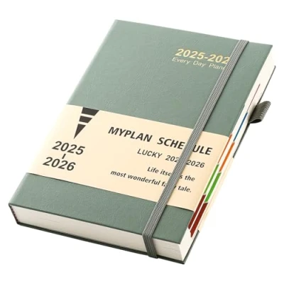 Abbildung von Kalender 20252026, A5, Tag pro Seite, Terminkalender A5 Seite Tag, Mitteljahresplaner, akademischer von August 2025 bis 2026, Tages und Monatsplaner mit Stiftschlaufe,