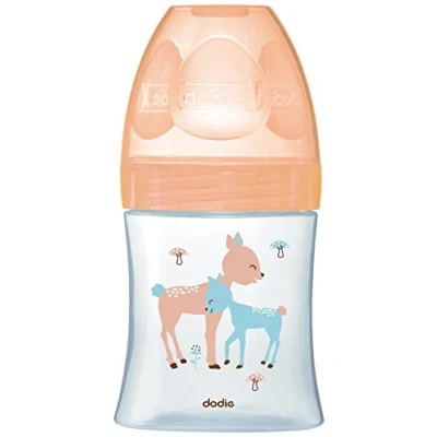 Abbildung von Dodie Babyflasche, Antikolik Sensation+, Glas, Beige, Hirschkuh, 150 ml, 0 6 Monate, flacher Sauger, Fluss 1