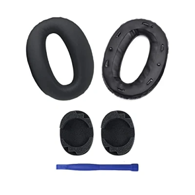 Abbildung von Aiivioll WH 1000XM2 Ohrpolster, Kompatibel mit Sony &amp; MDR 1000X Kopfhörer, Headset Ohrpolster Ersatzteile, Memory Foam Protein Leder Ohrpolster,Ohrmuscheln, Reparaturteile(schwarz)