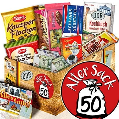 Abbildung von Alter Sack 50 / Geschenkidee Herr DDR Schokolade Ostpaket