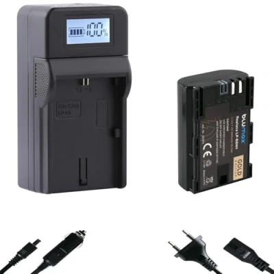 Abbildung von blumax Akku Ersatz für Canon LP E6NH [ 2600mAh ] + Speed Charger E6N E6 / EOS R R5 R6 II R7 5D Mark III IV 6D 7D 60D 80D 90D
