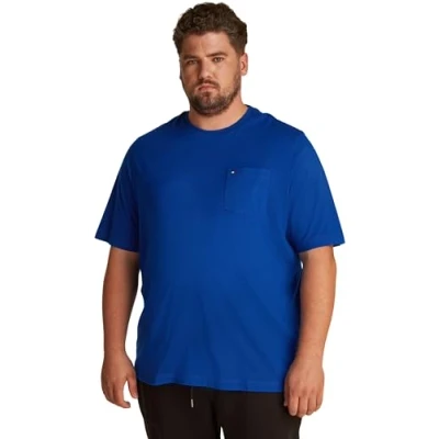 Abbildung von Tommy Hilfiger Herren T Shirt Kurzarm Essential Solid mit Brusttasche, Blau (Wedge Blue), 3XL