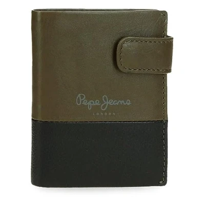 Abbildung von Pepe Jeans Doppelte Vertikale Geldbörse mit Klickverschluss, grün, 8,5 x 10,5 1 cm Leder, Talla única, Klickverschluss