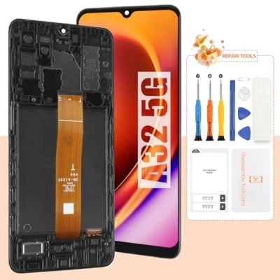 Abbildung von Bildschirm für Samsung Galaxy A32 5G Ersatz A326 LCD SM A326B, A326U, A326W Touch Display Digitizer Montage Reparaturteile (schwarz mit Rahmen, nicht passend