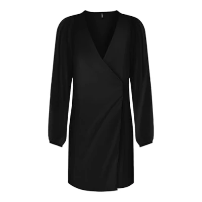 Abbildung von ONLY Damen Onlalma Life Poly L/S Gina Dress Solid Kleid, Black, X Large