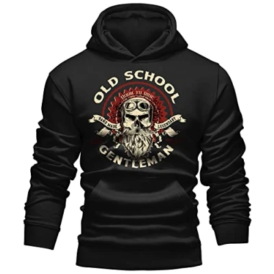 Abbildung von GASOLINE BANDIT® Kapuzensweatshirt Biker Racer Motorrad Kapuzen Hoodie Old School Gentleman Print
