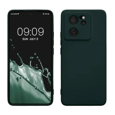 Abbildung von kwmobile Slim Case kompatibel mit Xiaomi 13T / Pro Hülle Handyhülle aus Silikon in Moosgrün