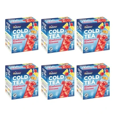 Abbildung von Meßmer Cold Tea Himbeere Zitrone 6er Pack mit 84 Pyramidenbeuteln Glutenfrei Laktosefrei Vegan