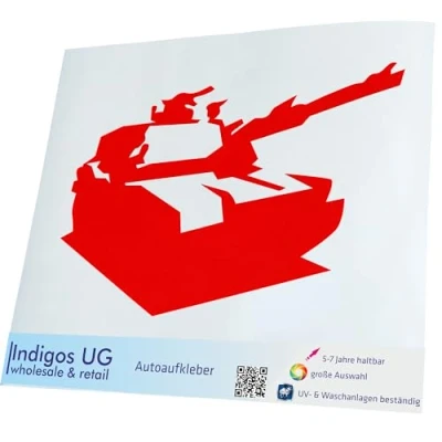 Abbildung von INDIGOS UG Aufkleber Autoaufkleber JDM Die Cut Auto 210x120 mm Panzer rot Heckscheibe Heckscheibenaufkleber Sticker Tuning