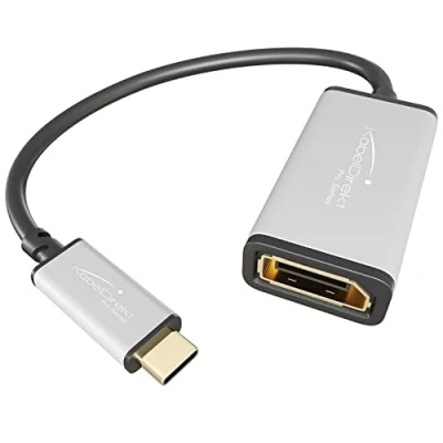 Abbildung von KabelDirekt USB C auf DisplayPort DP Adapter 0,15m (Auflösungen bis zu 4K/60Hz, 3.1 und Thunderbolt 3, geeignet für MacBook Pro 2016/2017, 12“, Chromebook Pixel uvm.)