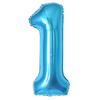 Abbildung von Geburtstag zahlen luftballon 1 jahre Folienballon Kindergeburtstag Deko XXL Blau Riesen in 40&quot; 101cm Geburtstagsdeko Ballon Zahl zum fliegt mit Helium