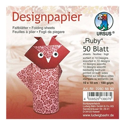 Abbildung von Ludwig Bähr Desinpapier Faltblätter &#039;Ruby&#039; 100g/qm 10x10cm VE=50 Blatt