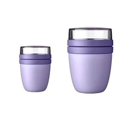 Abbildung von Mepal Lunchbox Lunchpot Ellipse Duo Pack, Vivid Lilac, Müslibecher &amp; Joghurtbecher, Polypropylen (PP), PCTG, 300 500 ml, für Tiefkühler, Mikrowelle Spülmaschine