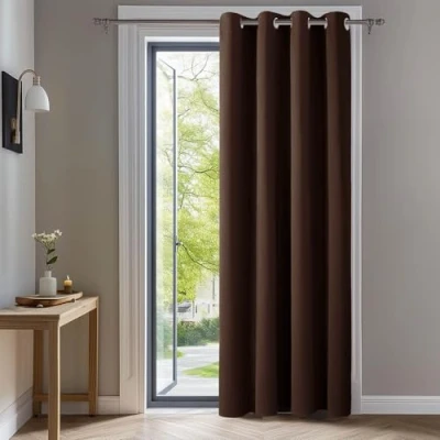 Abbildung von Deconovo Verdunkelungsvorhang mit Ösen Dicke Gardine für Schlafzimmer Blickdichte Winter Lärmschutz, 240x140 cm(HöhexBreite), Dunkelbraun, 1 Stück