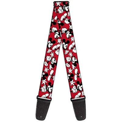 Abbildung von Gitarrengurt Mickey Mouse Posen Streu Rot Schwarz Weiß 2 Zoll breit