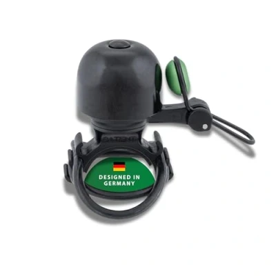Abbildung von CONTEC Fahrrad Klingel Diamond Bing, Bike Glocke, Bell, Gummi Ring, 26 mm Durchmesser, Universal Halterung, verstellbar, laut, Messing, schwarz grün, klein