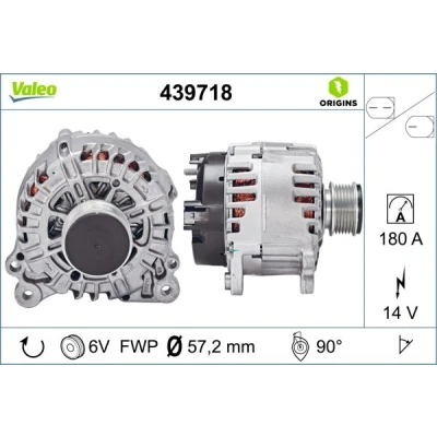 Abbildung von VALEO 439718 Lichtmaschine 14V 180A VOLKSWAGEN: Passat B6 Variant, GOLF 6, B7 SEAT: Alhambra II, SKODA: Superb II Kombi