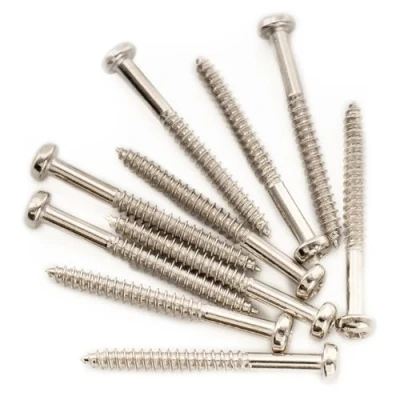 Abbildung von Musiclily Ultra Metrisch M2,5x25mm Edelstahl Tonabneherschrauben Phillips Flachkopf Holzschrauben für E Gitarre, Nickel (10er Set)