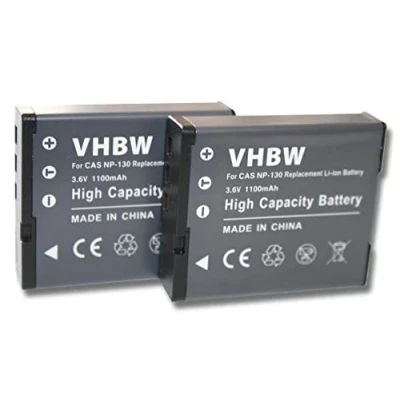 Abbildung von vhbw 2X Akku kompatibel mit Casio Exilim EX ZR100, H35, TR 100, FC300S, H30, H30BK Kamera (1100 mAh, 3,6 V, Li Ion)
