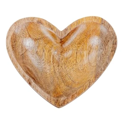 Abbildung von levandeo Holz Teller Herz 14x12cm Mangoholz Dekoteller Holzschale Herzform Natur Tischdeko Wohndekoration