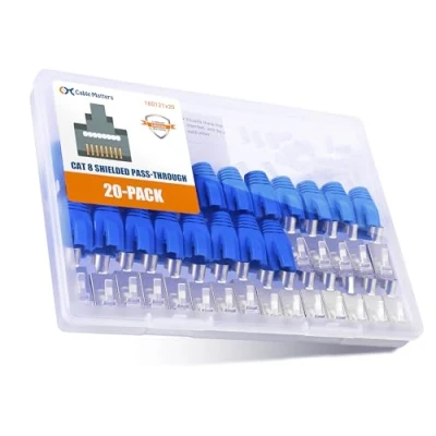 Abbildung von Cable Matters 20er Pack 23 24AWG Netzwerkstecker Cat8 Cat7 Cat6A Pass Through (RJ45 Stecker/Durchgangsstecker RJ45 Cat 8) NICHT kompatibel mit 22AWG Kabel