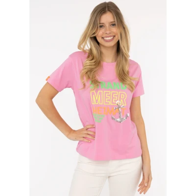 Abbildung von Zwillingsherz T Shirt &quot;Strand Meer Heimat&quot; mit maritimer Stickerei und Pailletten Anker
