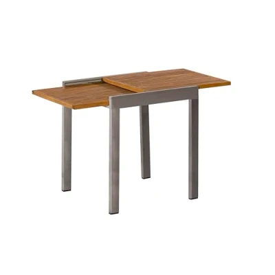Abbildung von gartenmoebel einkauf Balkon Ausziehtisch Verona 65/130x65cm, Aluminium anthrazit + Akazie braun geölt, witterungsbeständig, Outdoor