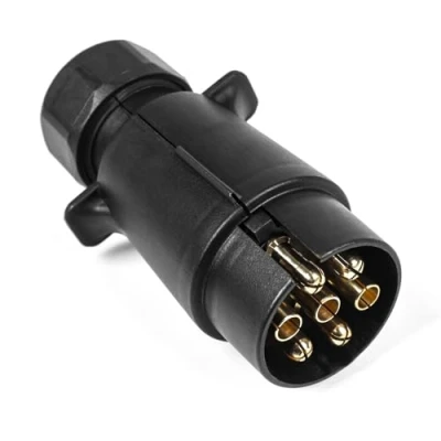 Abbildung von AOHEWEI 7 poliger Anhängerstecker, wasserdicht, 12 V, Kunststoff, polig, Verkabelungsstecker, Adapter, N Typ, für LKW, Wohnmobil, Autos, Boot, Wohnwagen, Abschleppen