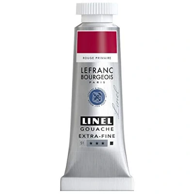 Abbildung von Lefranc &amp; Bourgeois 301178 Linel Gouache extrafeine und geschmeidige Wasserfarben mit maximaler Farbintensität, Leuchtkraft für streifenfreien Auftrag, 14ml Tube Primärrot