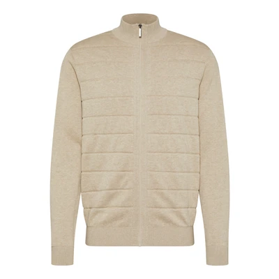 Abbildung von bugatti MIT 3DSTRUKTURSTREIFEN Strickjacke, Herren, Größe: Large, Beige