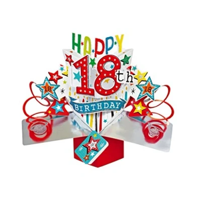 Abbildung von Second Nature Pop Ups Geburtstag Up Card mit &quot;Happy 18th Birthday&quot; Schriftzüge und Sterne