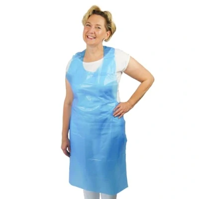Abbildung von ARNOMED PE Einwegschürzen 50 Stk, Schürze Wasserdicht, Plastikschürzen 30µ dick, Geblockte Einmalschürzen Gr 75x120cm, Blau Ölbeständig, Fleischer /Metzger Schürze, Medizinische Einwegschürze