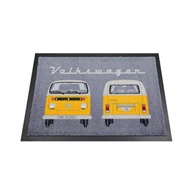 Abbildung von BRISA VW Collection Volkswagen Fuß Matte Tür Vorleger Schuh Schmutzfang Abstreifer mit T2 Bulli Bus Motiv (Bus Front/Orange)