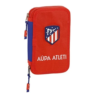 Abbildung von safta Unisex Kinder Schüleretui mit 28 Utensilien von Atlético de Madrid, 125 x 40 195 mm, Rot und Marineblau, Estándar