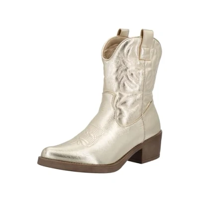 Abbildung von Elara Cowboy/Bikerstiefelette, Damen, Größe: 36, Goldfarben Schuhe