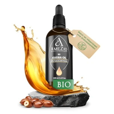 Abbildung von Jojobaöl Bio Kaltgepresst I für Haare, Gesicht, Körper, Haut, Nägel, Bart 100% naturrein und nachhaltig Natürlich Kosmetik Hautpflege Vegan Tierversuchsfrei 100 ml