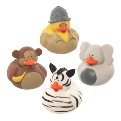 Abbildung von Baker Ross FE320 Safari Gummiente Badespielzeug 6er Pack, Spielzeug für Kleine, Partytütenfüller und Badewannenspielzeug Kinder