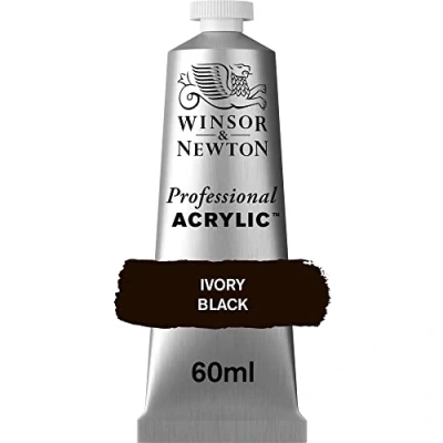 Abbildung von Winsor &amp; Newton 2320331 Professional Acrylfarbe in Künstlerqualität, hohe Farbbrillanz Deckkraft, Archivqualität, 60ml Tube Elfenbeinschwarz