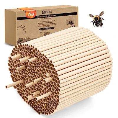 Abbildung von BEESI Insektenhotel 1200x Nisthülsen aus Pappe 15 cm lang Durchmesser 6 UND 8 mm gemischt, (Set, 1200 St), ‎25,9 x 24,8 15,4