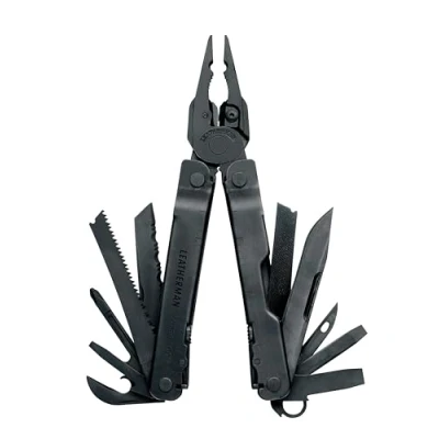 Abbildung von LEATHERMAN Super Tool 300, Multi mit 19 wichtigen Werkzeugen, aus rostfreiem Stahl, Schwarz MOLLE Holster