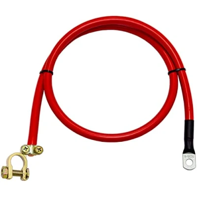 Abbildung von Lumonic 3m Batteriekabel Massekabel mit 35mm² Querschnitt rot KFZ Stromkabel Rohrkabelschuh M8 + Polklemme DIN zertifziertes isoliertes Kupfer