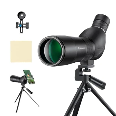 Abbildung von K&amp;F Concept 20 60X60 Telescope Monokular Fernglas 45 Einstellbares Hi Level Zylinder zur Vogelbeobachtung mit Handy Clip, Stativhalterung und Aufbewahrungstasche