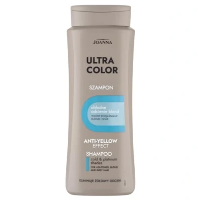 Abbildung von Joanna Ultra Color Shampoo für Silber und Platin Farben Stärkendes revitalisierendes Haar Haarpflege &amp; Glanz Neutralisiert gelblichen Farbton glanzloses 400 ml