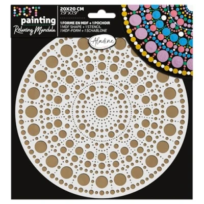 Abbildung von Aladine Dot Painting MDF Board &amp; Stencil 20cm Round (85501)