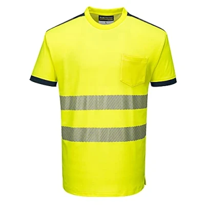 Abbildung von Portwest PW3 Hi vis T Shirt, kurzarm, Größe: L, Farbe: Gelb/Marine, T181YNRL