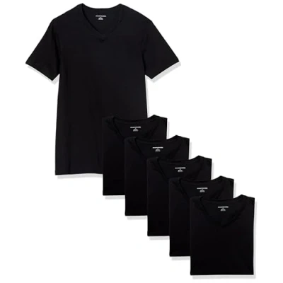 Abbildung von Amazon Essentials Herren Unterhemd mit V Ausschnitt, 6er Pack, Schwarz, XXL