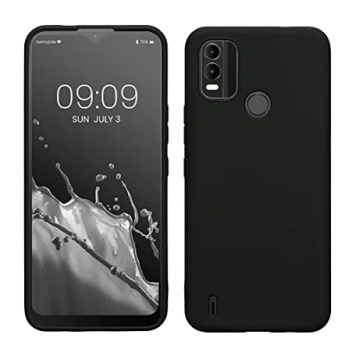 Abbildung von kwmobile Hülle kompatibel mit Nokia C21 Plus weiches TPU Silikon Case Cover geeignet für kabelloses Laden Schwarz