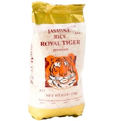 Abbildung von [ 12x 1kg ] ROYAL TIGER Jasmin Duftreis Reis, ganz, Jasmine Rice AAA + ein kleines Glückspüppchen Holzpüppchen